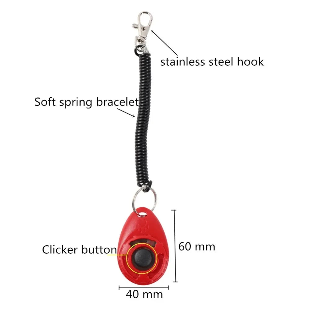 Dog Training Clicker Aid with Adjustable Wrist Strap Key Chain.