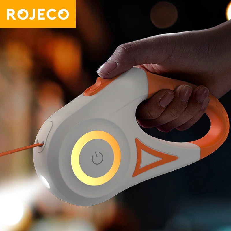 ROJECO 5M Automatic Retractable Dog Leash with LED Light