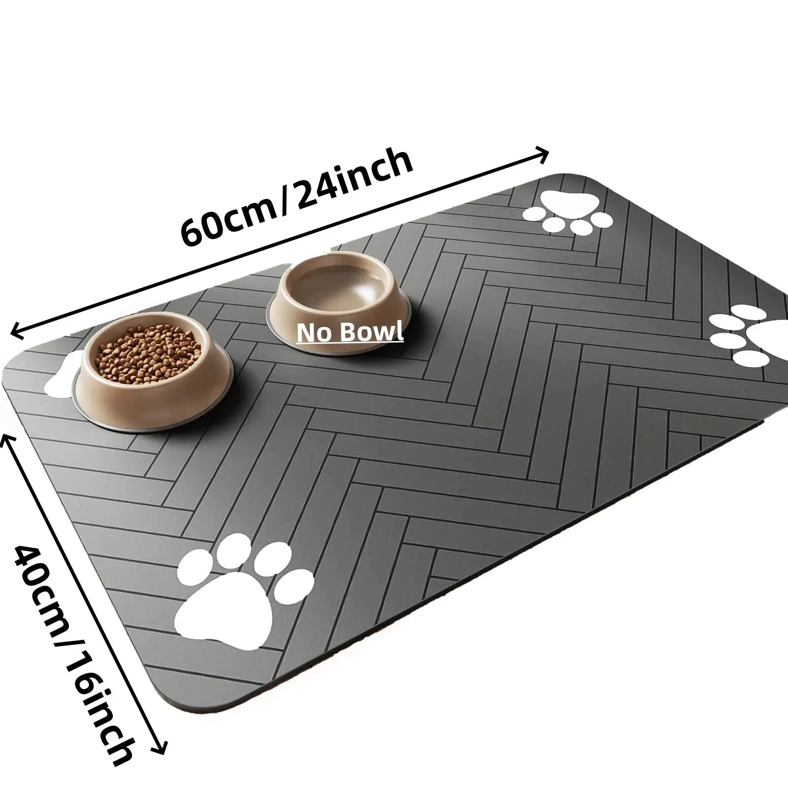 Absorbent Pet Feeding Mat - Quick Dry Waterproof Placemat with Rubber Backing for Food and Water Bowls.
