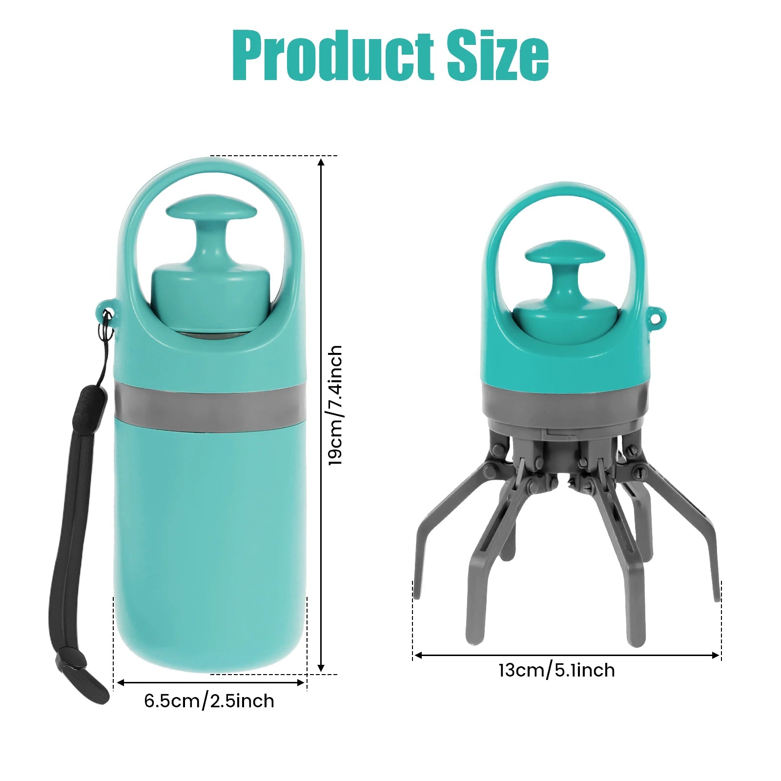 Portable outdoor pet waste claw for easy, hands-free cleanup and disposal into a bag.