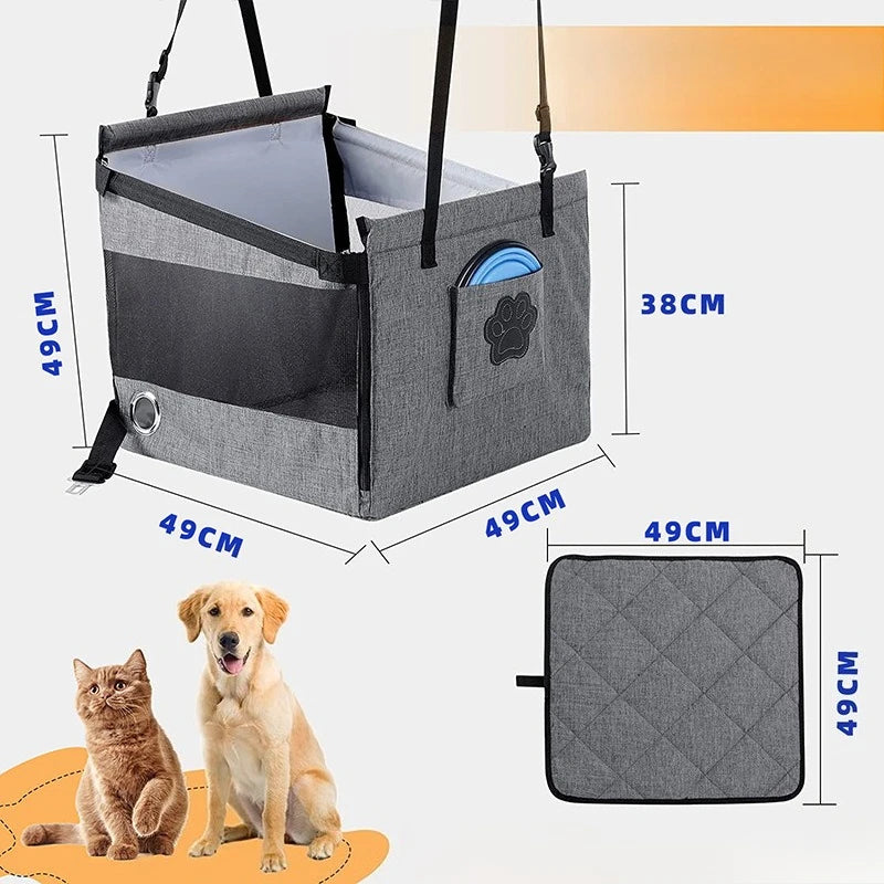 Stable, Waterproof Portable Car Pet Seat with Safety Mesh for Puppy Travel