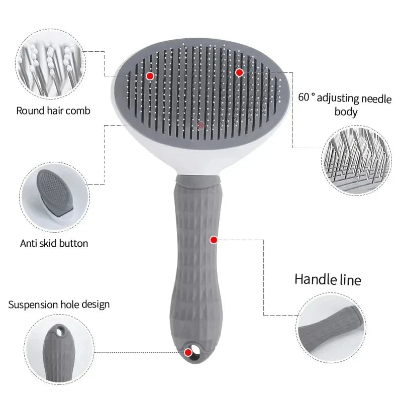 Self-Cleaning Pet Grooming Brush for Dogs and Cats